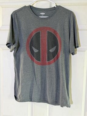 Old Navy Gray Tee with Red & Black Deadpool Logo